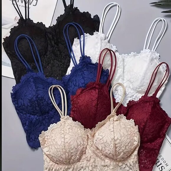 DESIGNER Other - WOMENS 5 PCS FLORAL LACED CAMI TOPS WITH DOUBLE STRAPS SIZE XL